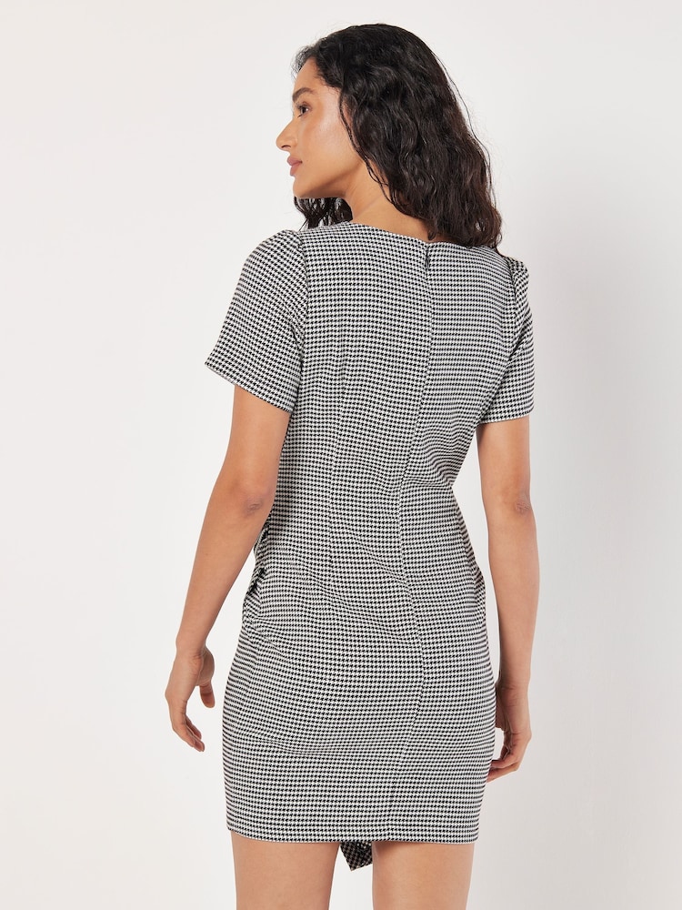 Apricot Black Wrap Bodycon Dogtooth Dress - Image 2 of 4