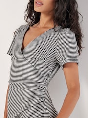 Apricot Black Wrap Bodycon Dogtooth Dress - Image 4 of 4
