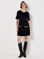 Apricot Black 2 Pockets Contrast Tipping Knit Dress - Image 2 of 4