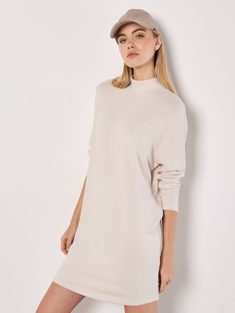 Apricot Natural Button Cuff Soft Touch Dress - Image 1 of 4