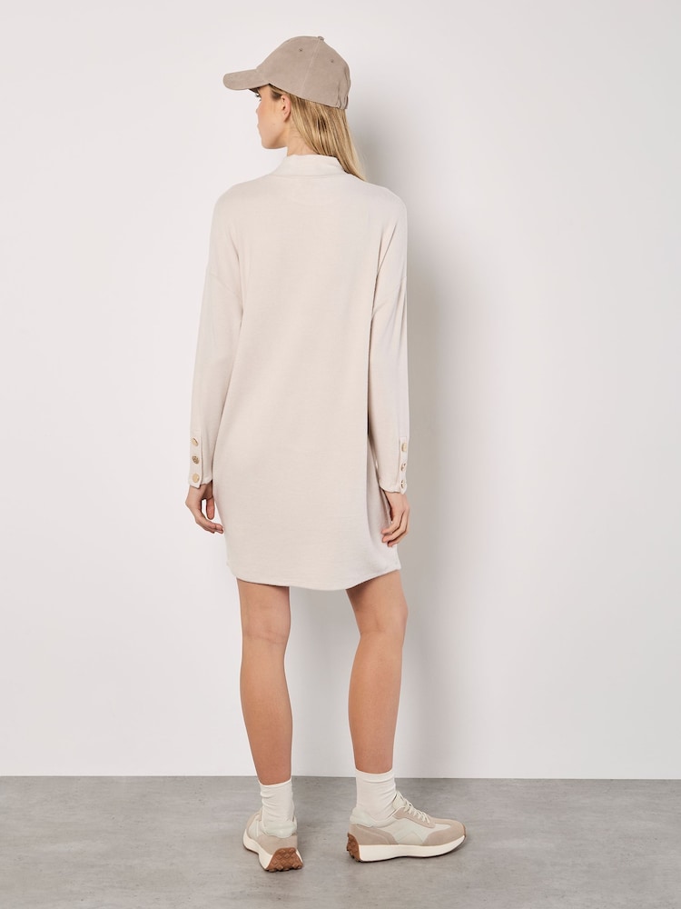 Apricot Natural Button Cuff Soft Touch Dress - Image 4 of 4