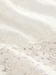 White Wide Leg Embellished 100% Cotton Trousers (3-16yrs) - Image 8 of 9