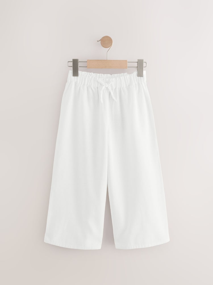 White Wide Leg Trousers (3-16yrs) - Image 1 of 4