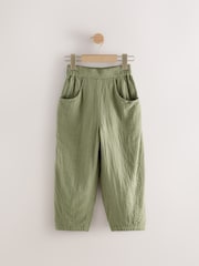 Khaki Green 100% Cotton Pull On Barrel Trousers (3-16yrs) - Image 1 of 4