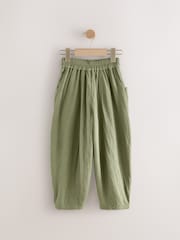 Khaki Green 100% Cotton Pull On Barrel Trousers (3-16yrs) - Image 2 of 4