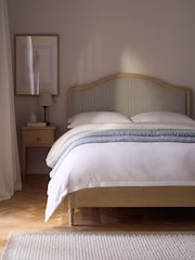 Chenille Stripe Slate Blue Natural Lily Wooden Bed Frame - Image 1 of 8