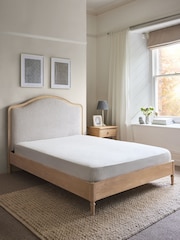 Chenille Stripe Slate Blue Natural Lily Wooden Bed Frame - Image 2 of 8