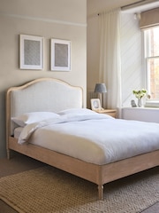 Chenille Stripe Slate Blue Natural Lily Wooden Bed Frame - Image 3 of 8