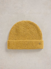 White Stuff Yellow Albie Rib Knit Beanie - Image 1 of 2
