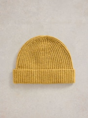 White Stuff Yellow Albie Rib Knit Beanie - Image 2 of 2