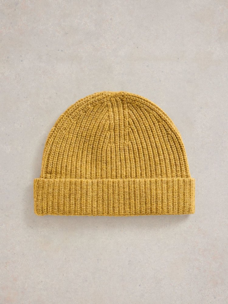 White Stuff Yellow Albie Rib Knit Beanie - Image 2 of 2