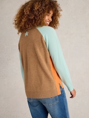 White Stuff Blue Verity V-Neck Cashmere Jumper - Image 3 of 6