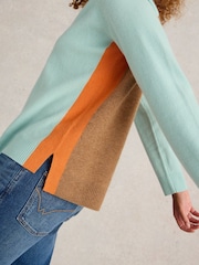 White Stuff Blue Verity V-Neck Cashmere Jumper - Image 4 of 6