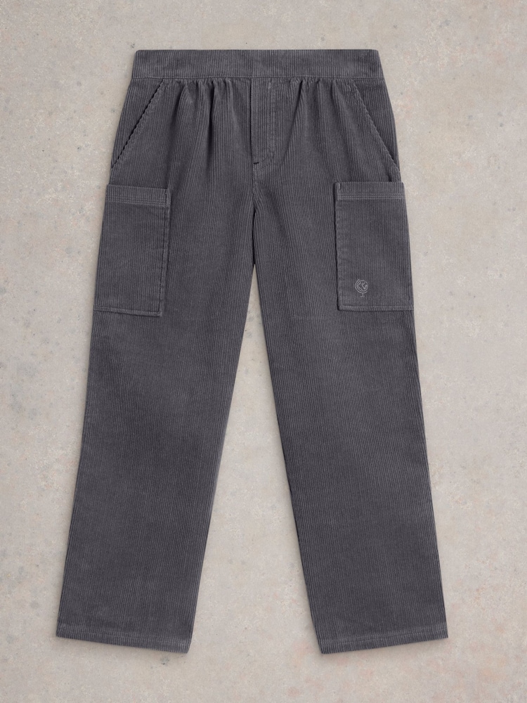 White Stuff Grey 100% Organic Cotton Cord Cargo Trousers - Image 1 of 3