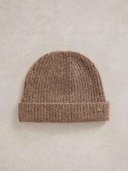 White Stuff Brown Albie Rib Knit Beanie - Image 1 of 2