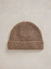 White Stuff Brown Albie Rib Knit Beanie - Image 2 of 2