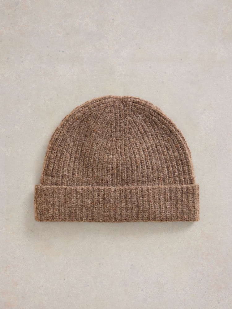 White Stuff Brown Albie Rib Knit Beanie - Image 2 of 2