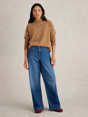White Stuff Brown Holly High Cash Jumper - Image 1 of 6