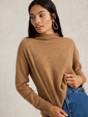 White Stuff Brown Holly High Cash Jumper - Image 3 of 6