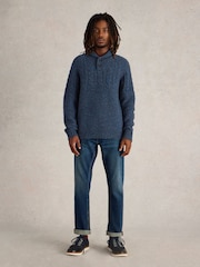 White Stuff Blue Berkley Shawl Neck Jumper - Image 1 of 6