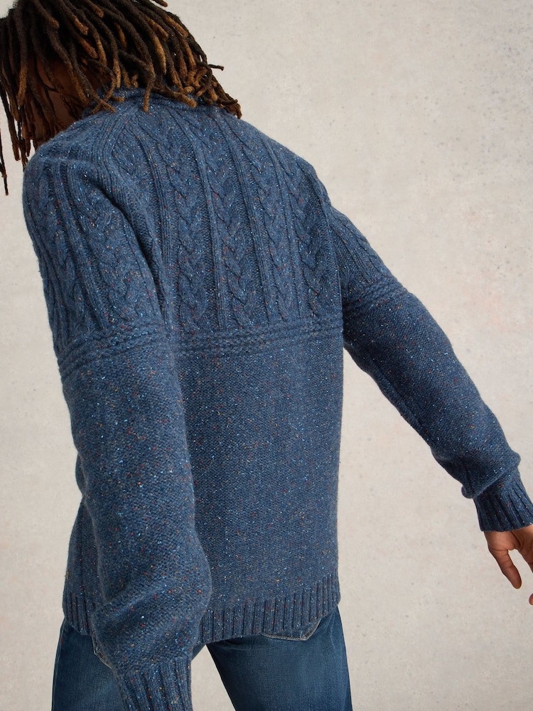 White Stuff Blue Berkley Shawl Neck Jumper - Image 2 of 6