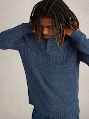 White Stuff Blue Berkley Shawl Neck Jumper - Image 3 of 6