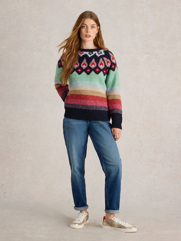 White Stuff Red New York Fairisle Pattern Jumper - Image 1 of 6