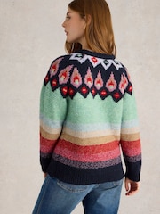 White Stuff Red New York Fairisle Pattern Jumper - Image 3 of 6
