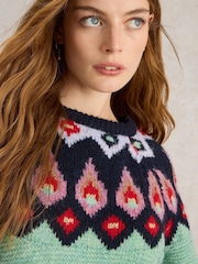 White Stuff Red New York Fairisle Pattern Jumper - Image 4 of 6