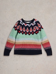 White Stuff Red New York Fairisle Pattern Jumper - Image 5 of 6