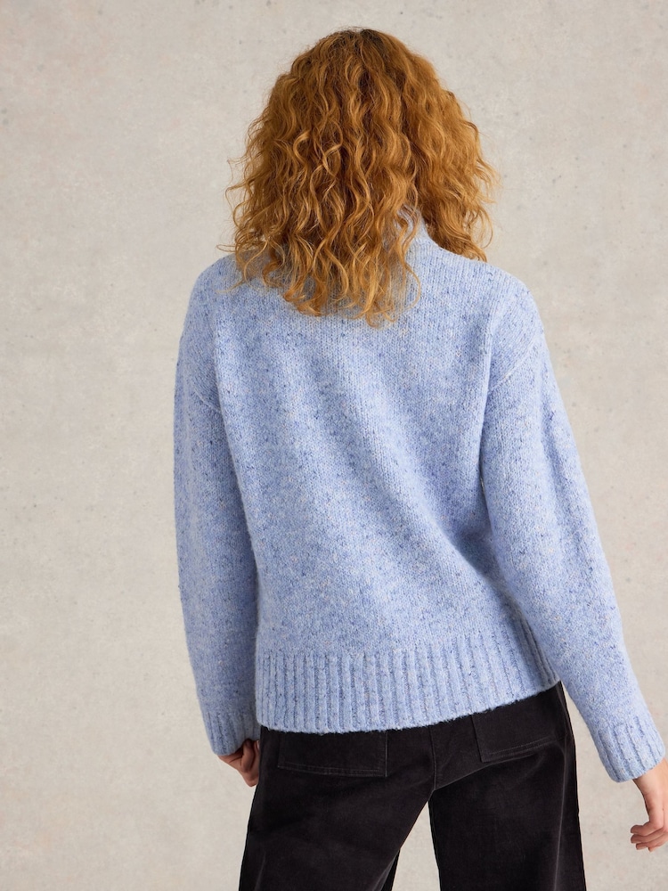 White Stuff Blue Bella Button Jumper - Image 2 of 6