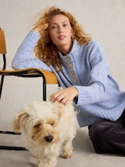 White Stuff Blue Bella Button Jumper - Image 3 of 6