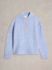 White Stuff Blue Bella Button Jumper - Image 5 of 6