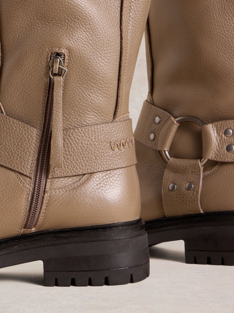 White Stuff Natural Bobbie Biker Boots - Image 4 of 4