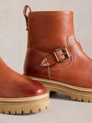 White Stuff Red Birdy Crop Biker Boots - Image 4 of 4