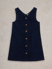 White Stuff Blue 100% Organic Cotton Cord Pinafore - Image 1 of 3