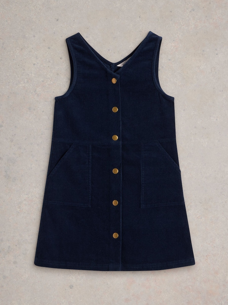 White Stuff Blue 100% Organic Cotton Cord Pinafore - Image 1 of 3
