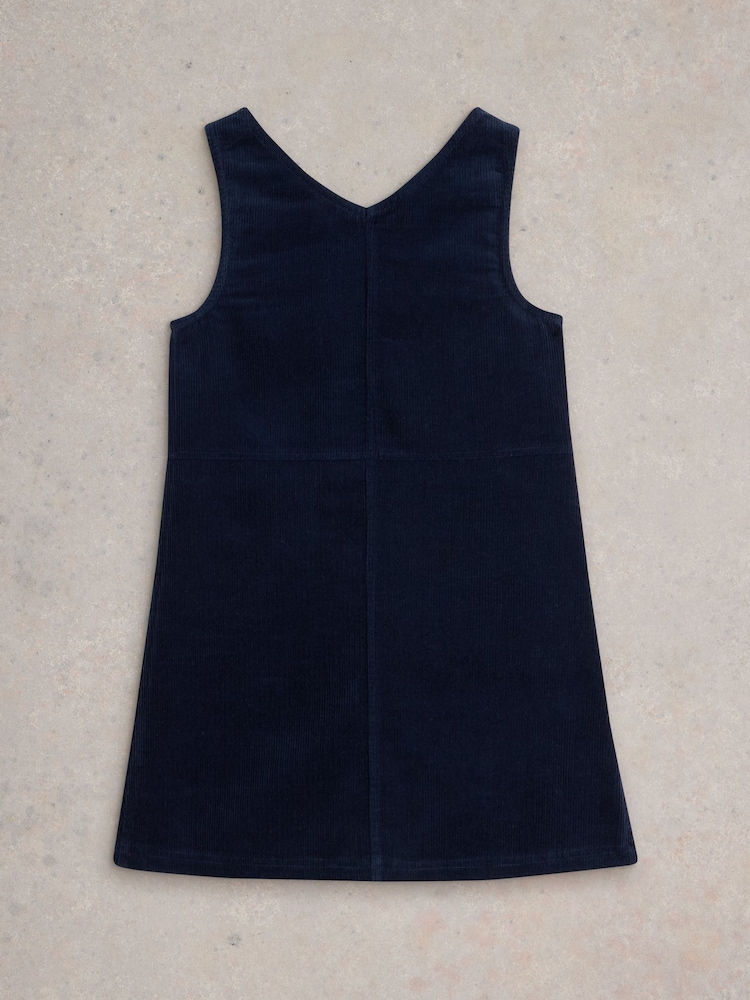 White Stuff Blue 100% Organic Cotton Cord Pinafore - Image 2 of 3
