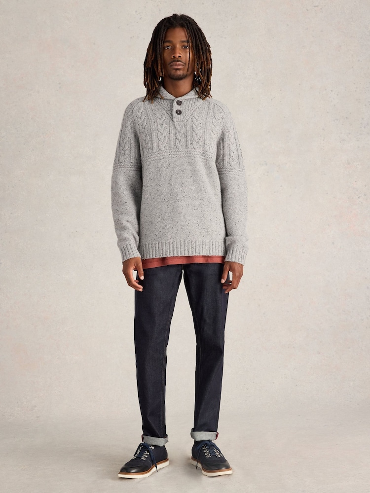 White Stuff Grey Berkley Shawl Neck Jumper - Image 1 of 6