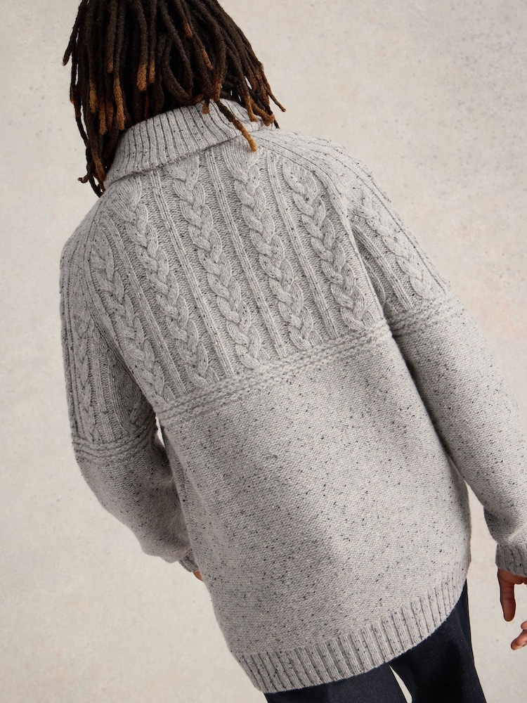 White Stuff Grey Berkley Shawl Neck Jumper - Image 2 of 6