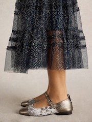 White Stuff Grey Loral Velvet Mary Jane Shoes - Image 1 of 5