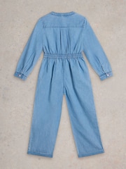 White Stuff Blue 100% Organic Cotton Chambray Jumpsuit - Image 2 of 3