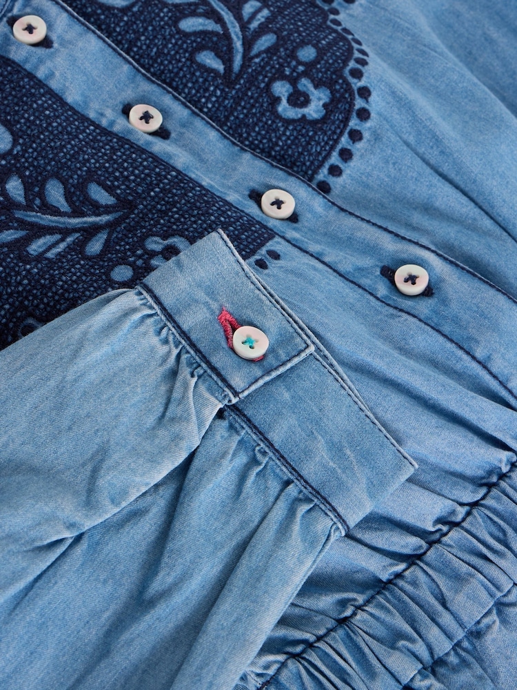 White Stuff Blue 100% Organic Cotton Chambray Jumpsuit - Image 3 of 3
