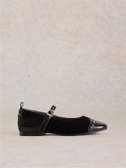 White Stuff Black Loral Stud Mary Jane Shoes - Image 1 of 4