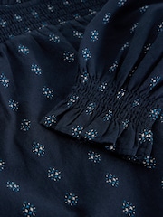 White Stuff Blue 100% Organic Cotton Camille Dobby Frill Dress - Image 3 of 3