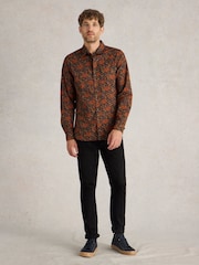 White Stuff Brown Block Floral Printed 100% Cotton Shirt - Image 1 of 6