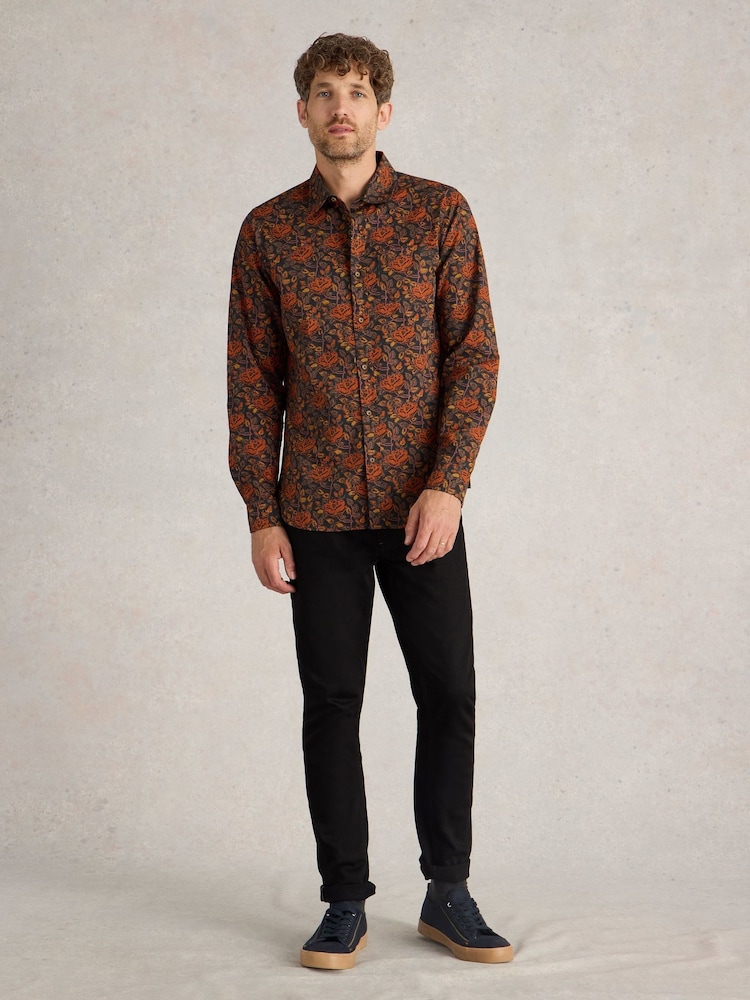 White Stuff Brown Block Floral Printed 100% Cotton Shirt - Image 1 of 6 White Stuff Brown Block Floral Printed 100% Cotton Shirt - Image 1 of 6