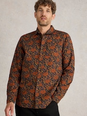 White Stuff Brown Block Floral Printed 100% Cotton Shirt - Image 3 of 6
