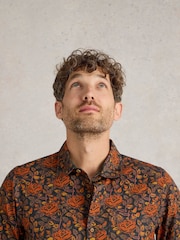 White Stuff Brown Block Floral Printed 100% Cotton Shirt - Image 4 of 6