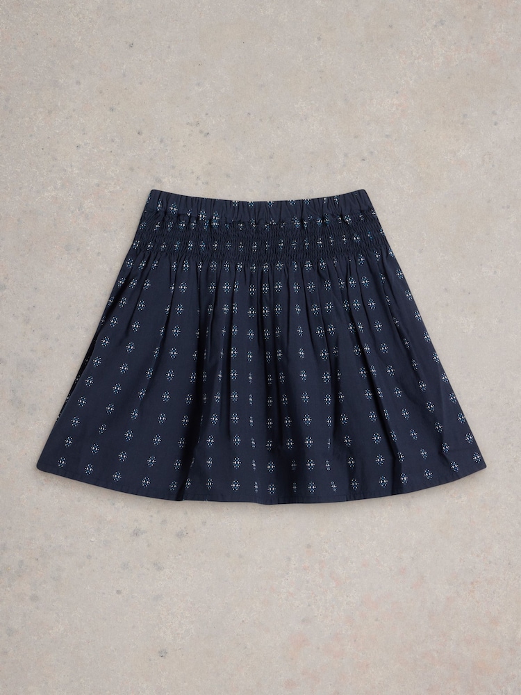 White Stuff Blue 100% Cotton Celeste Dobby Skirt - Image 2 of 3